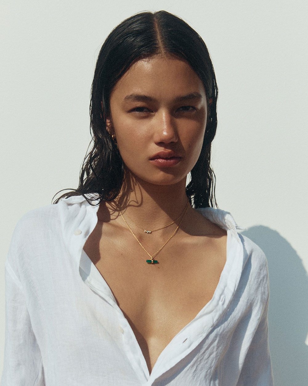 MALACHITE HOOPS (18K GOLD PLATED)