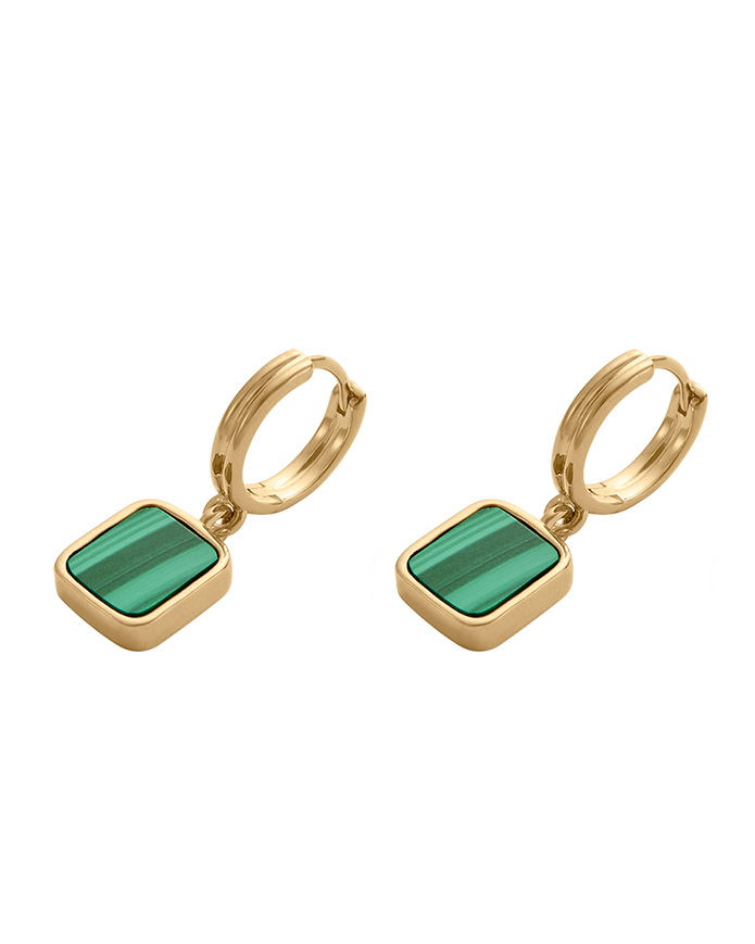 MALACHITE HOOPS (18K GOLD PLATED)