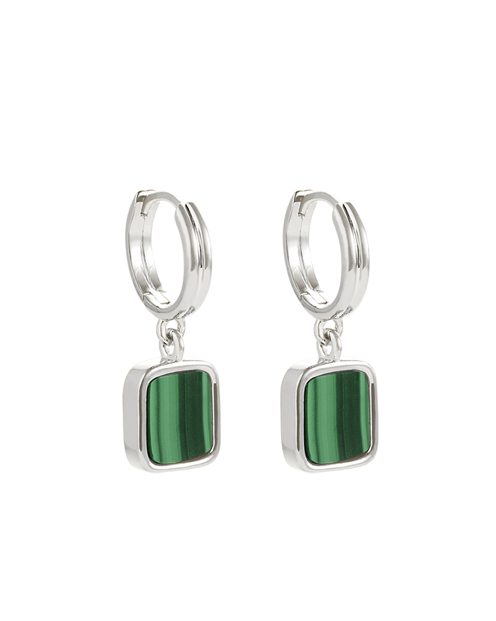 MALACHITE HOOPS (STERLING SILVER)