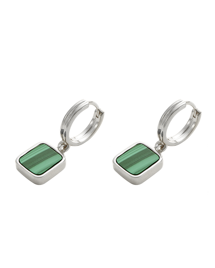 MALACHITE HOOPS (STERLING SILVER)