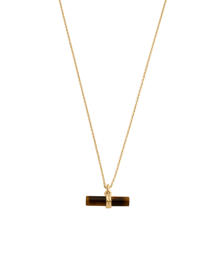 TIGERS EYE T-BAR NECKLACE (18K GOLD VERMEIL)