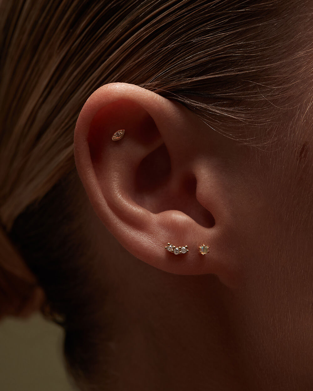 PETITE OPAL STUDS (9K GOLD) - IMAGE 3