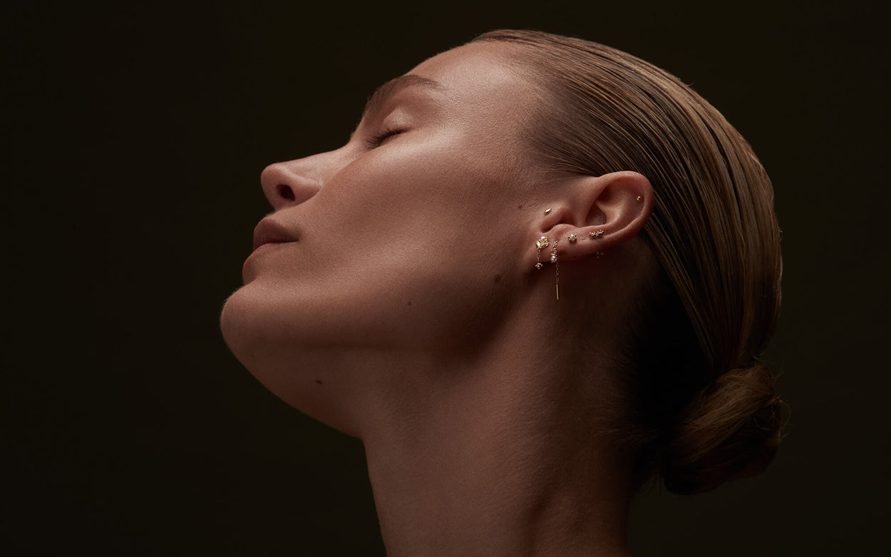 PETITE OPAL HOOPS (GOLD) - IMAGE 5
