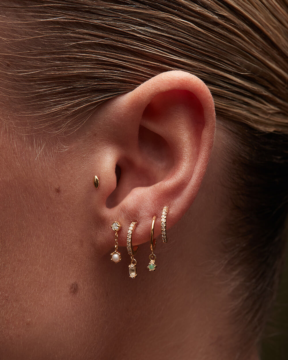PETITE OPAL HOOPS (GOLD) - IMAGE 2