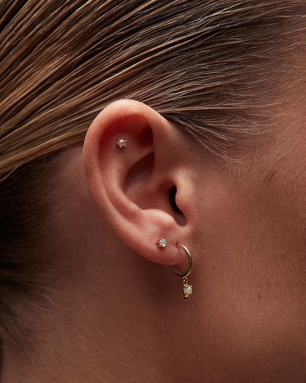 PETITE OPAL STUDS (9K GOLD) - IMAGE 2