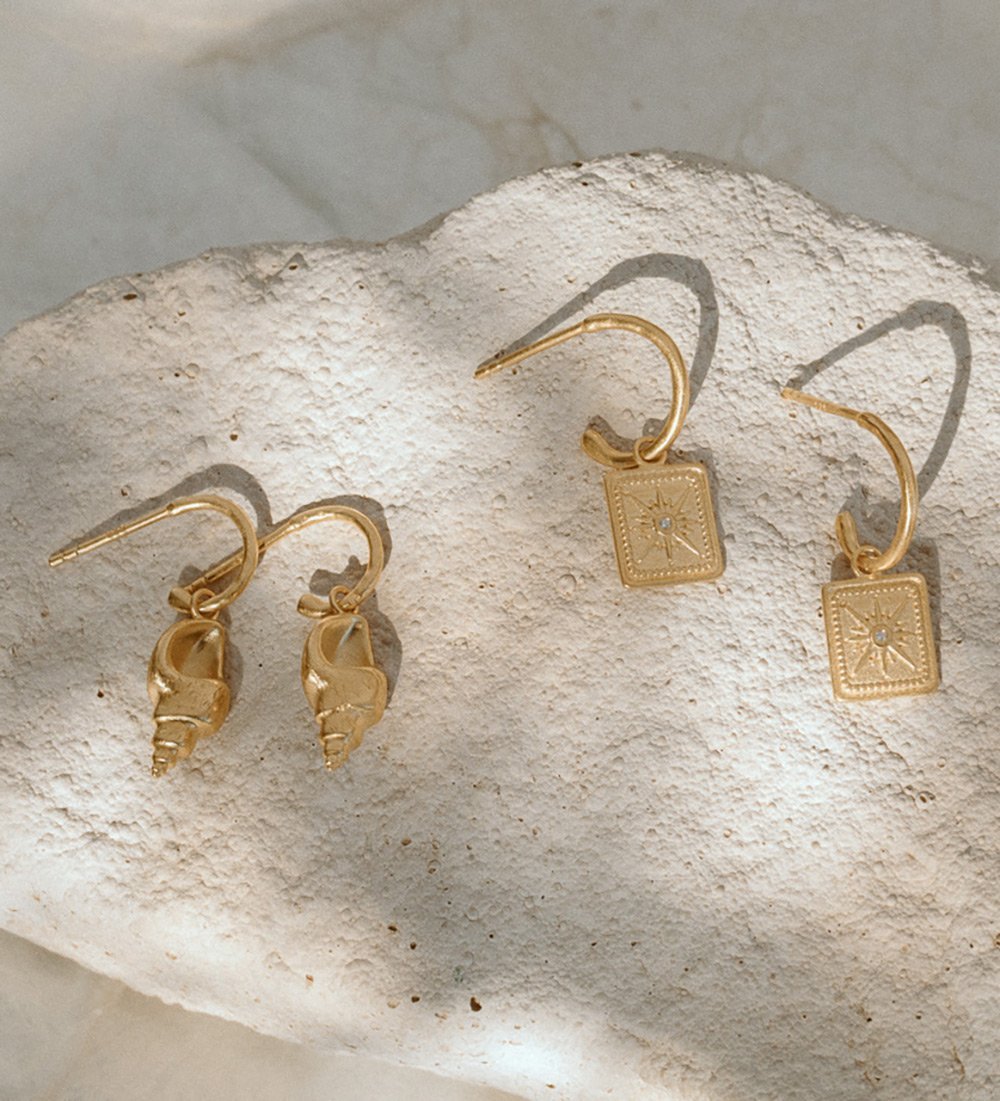 TRUE NORTH HOOPS (18K GOLD PLATED) - IMAGE 3