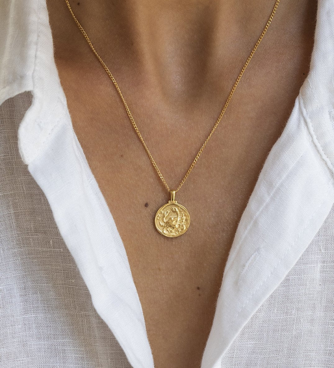 CANCER ZODIAC NECKLACE (18K GOLD VERMEIL) - IMAGE 2