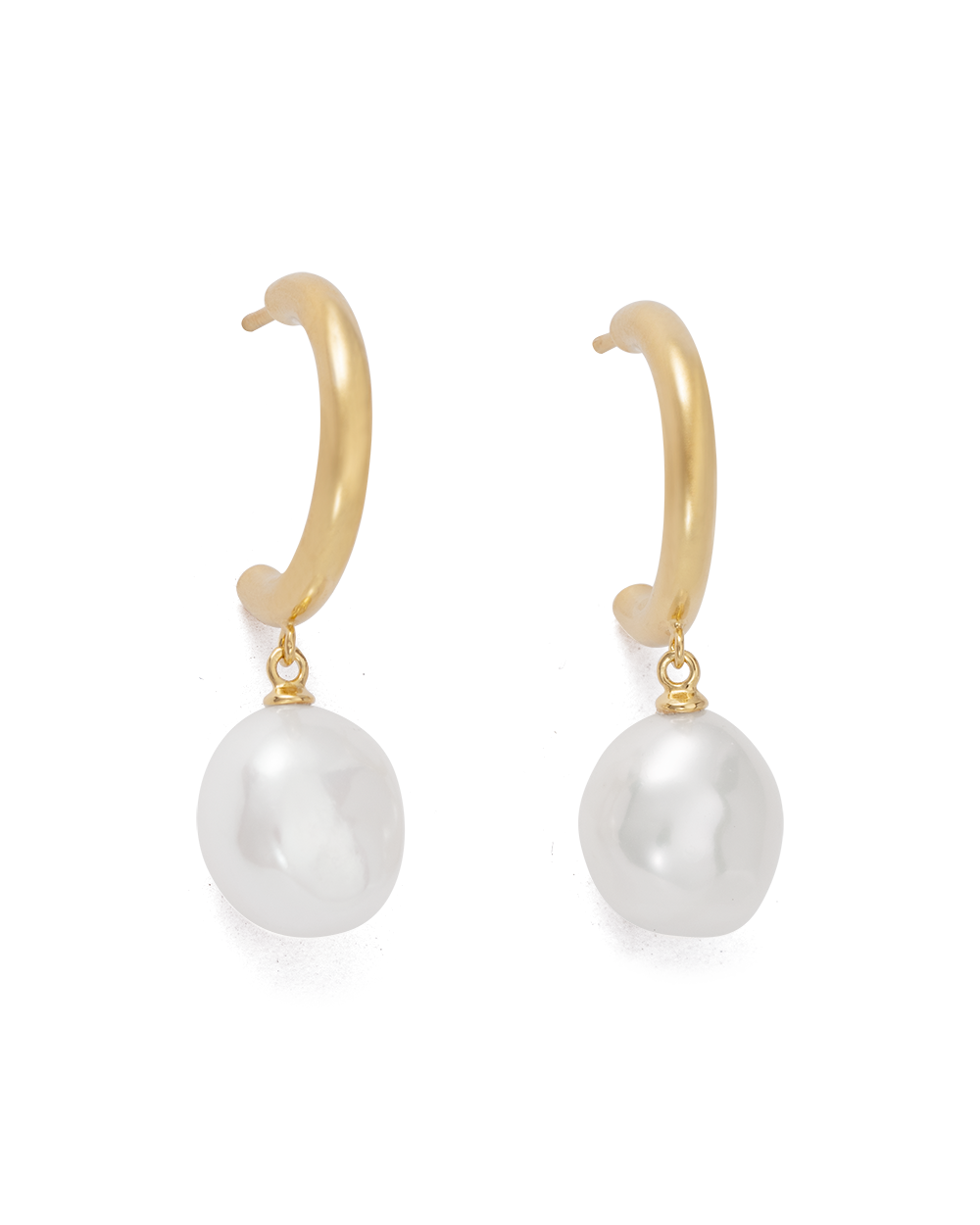 PEARL DROP HOOPS (18K GOLD PLATED)