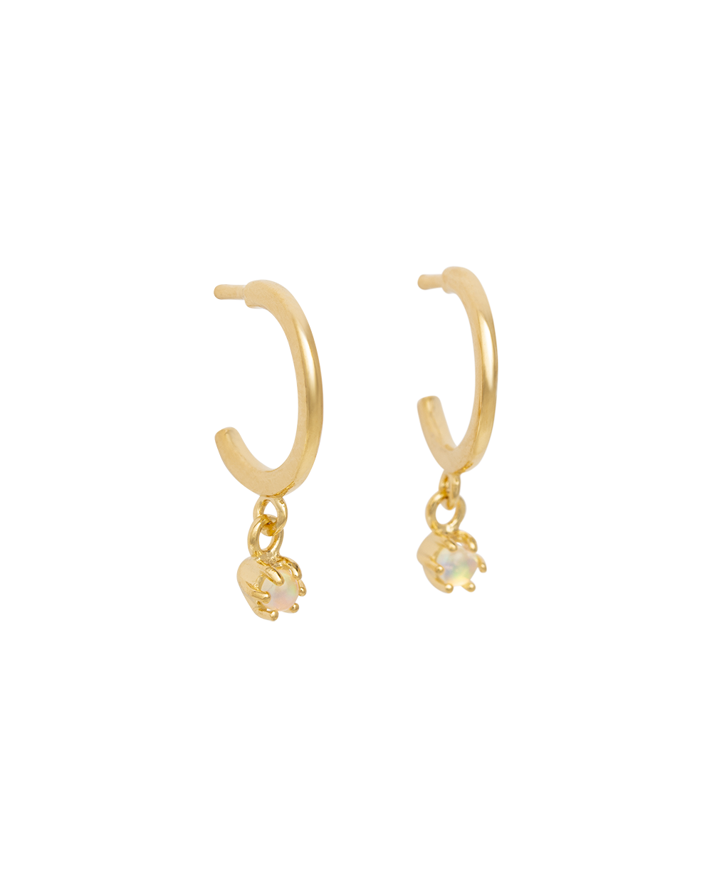 PETITE OPAL HOOPS (GOLD) - IMAGE 6