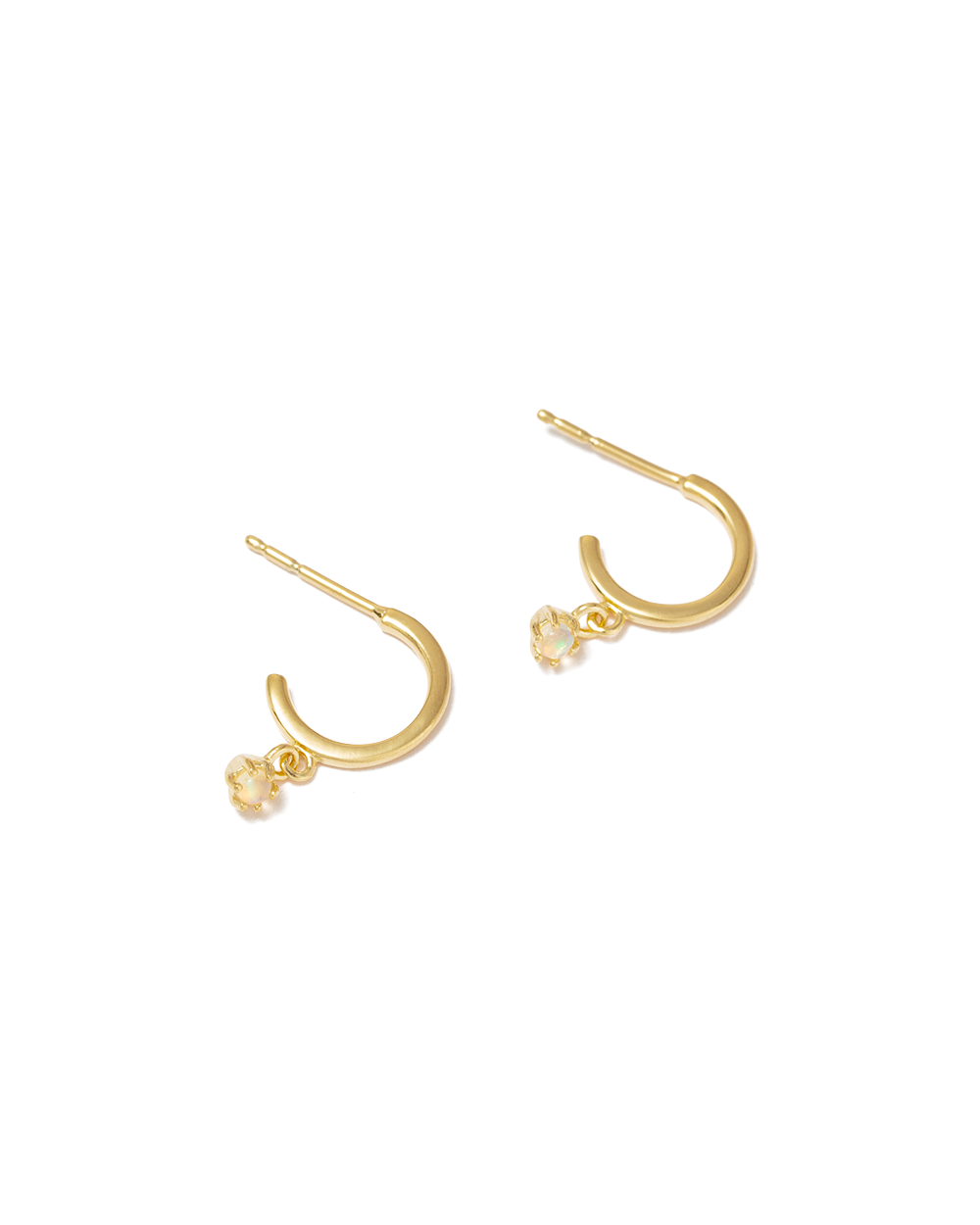 PETITE OPAL HOOPS (GOLD) - IMAGE 8