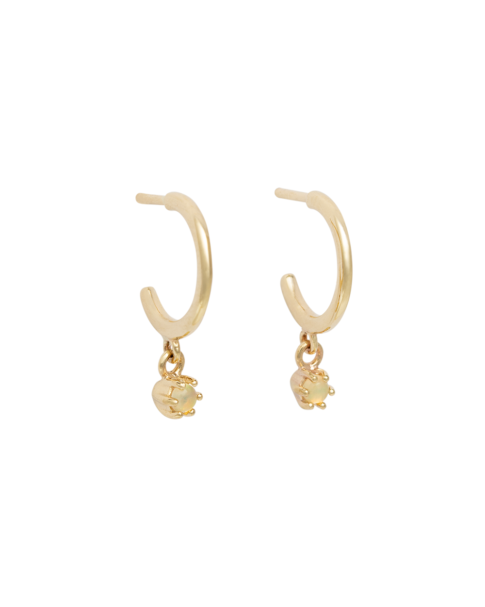 PETITE OPAL HOOPS (GOLD) - IMAGE 1