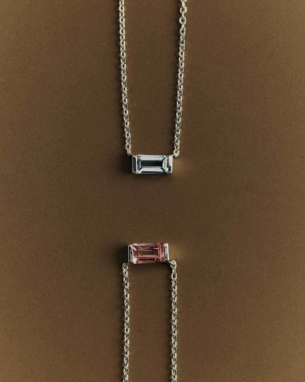 BAGUETTE BIRTHSTONE NECKLACE (STERLING SILVER)