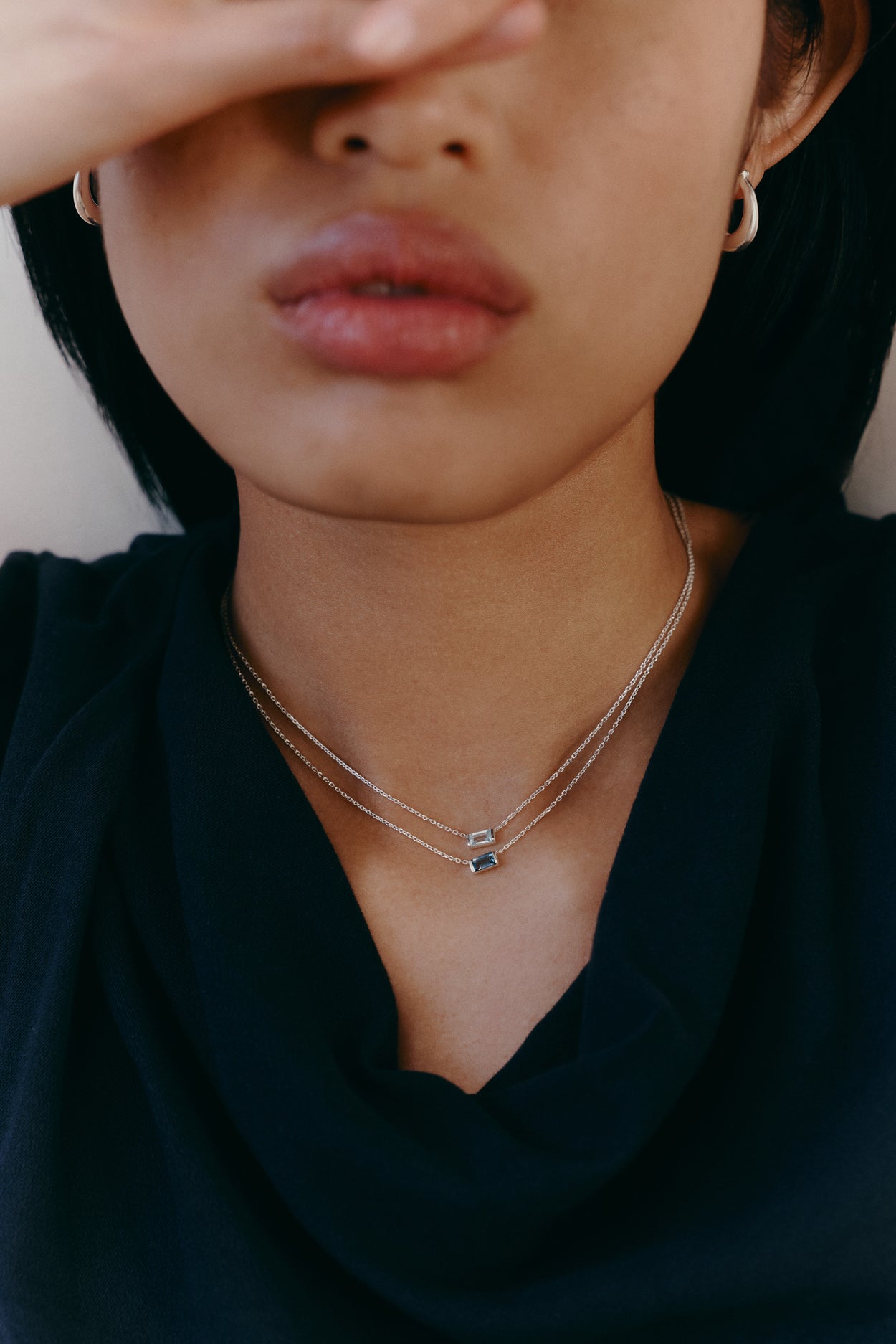 BAGUETTE BIRTHSTONE NECKLACE (STERLING SILVER)