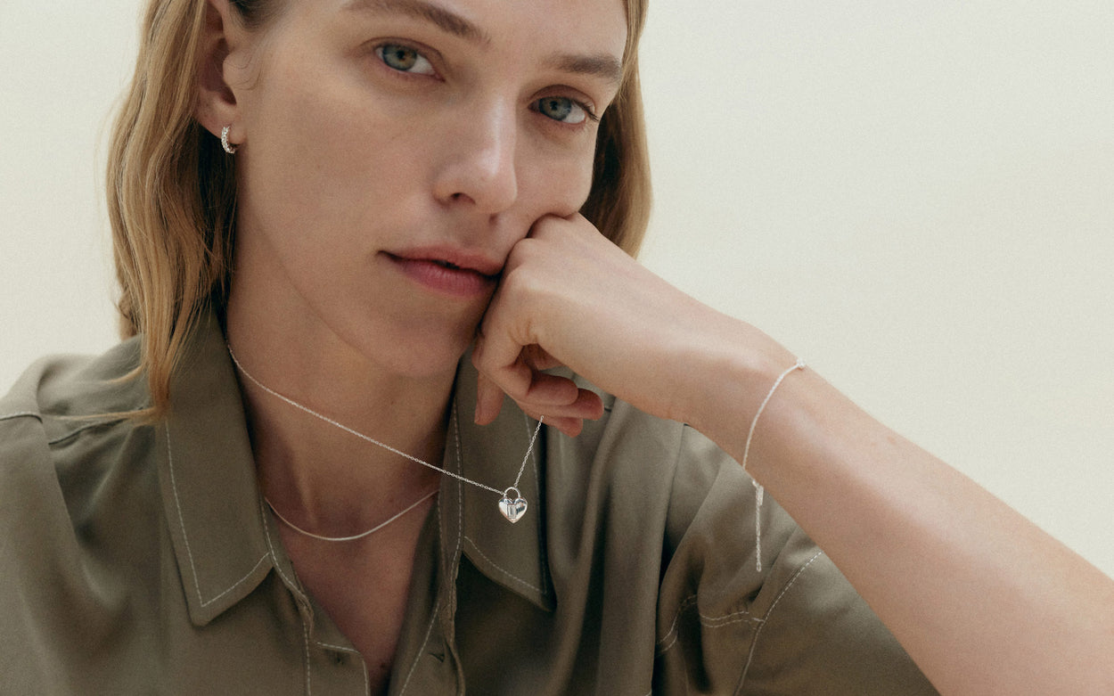 VERA HEART LOCK NECKLACE (STERLING SILVER)