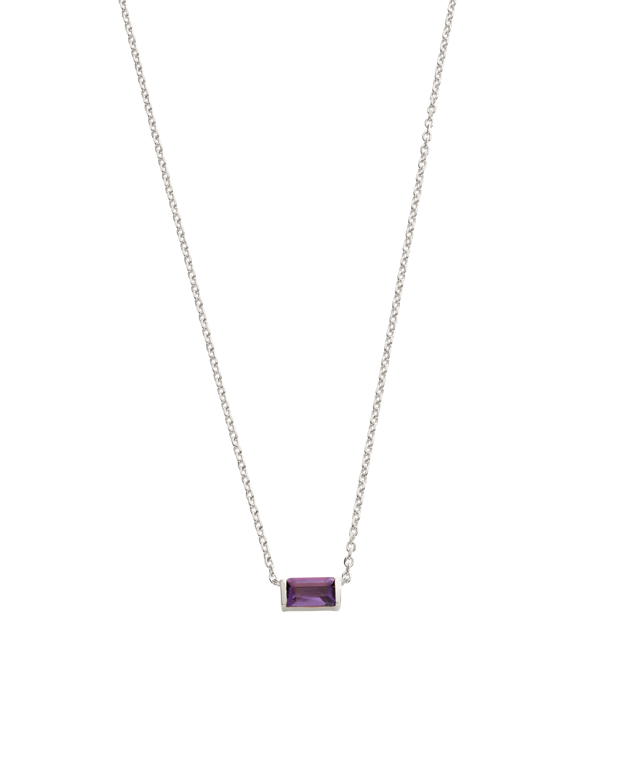 BAGUETTE BIRTHSTONE NECKLACE (STERLING SILVER)