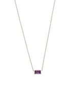 BAGUETTE BIRTHSTONE NECKLACE (STERLING SILVER)