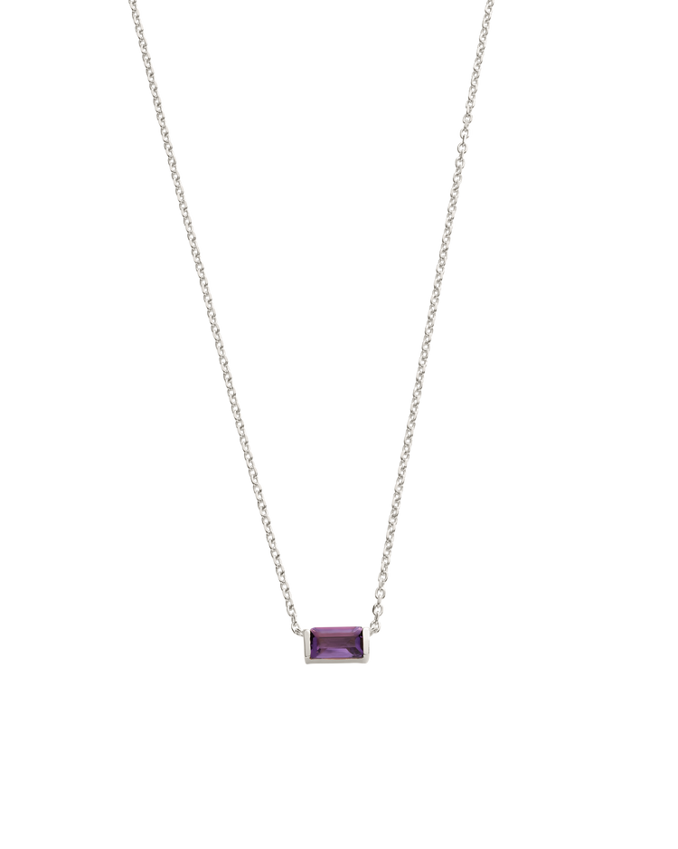 BAGUETTE BIRTHSTONE NECKLACE (STERLING SILVER) IMAGE 1