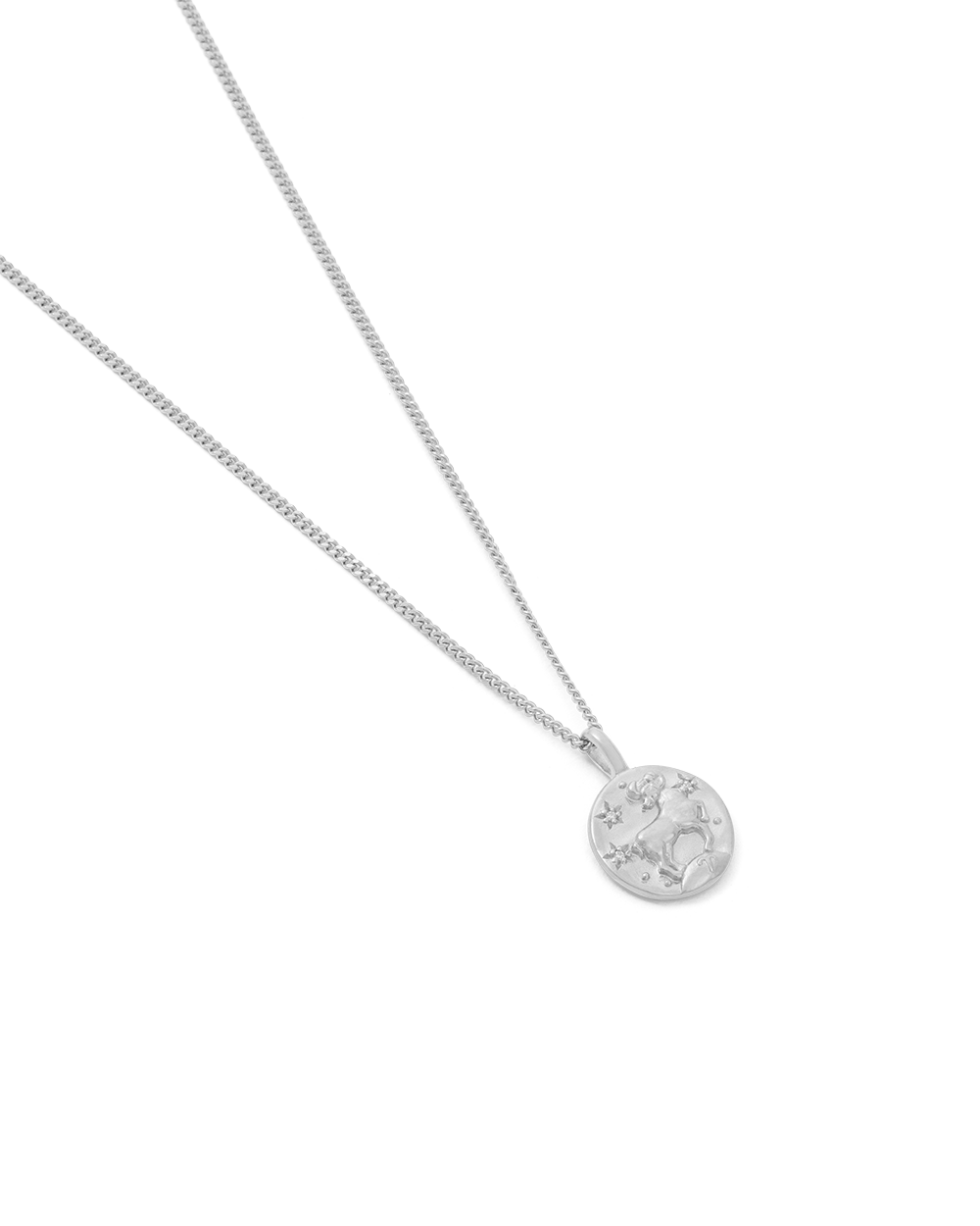 ARIES PETITE ZODIAC NECKLACE (STERLING SILVER)