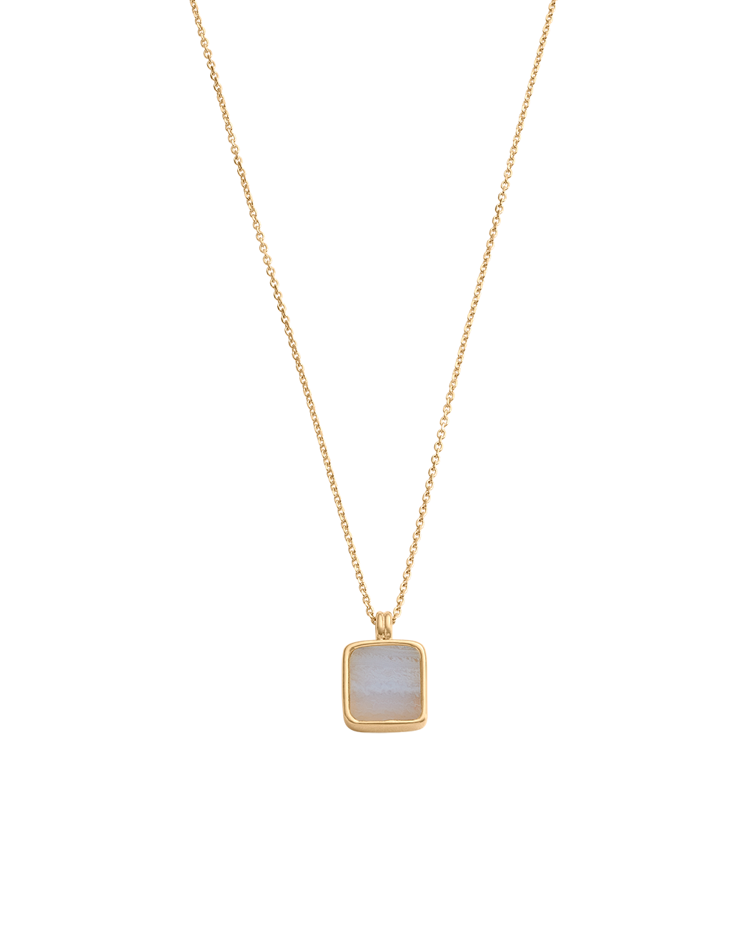 BLUE LACE AGATE PENDANT NECKLACE (18K GOLD VERMEIL)