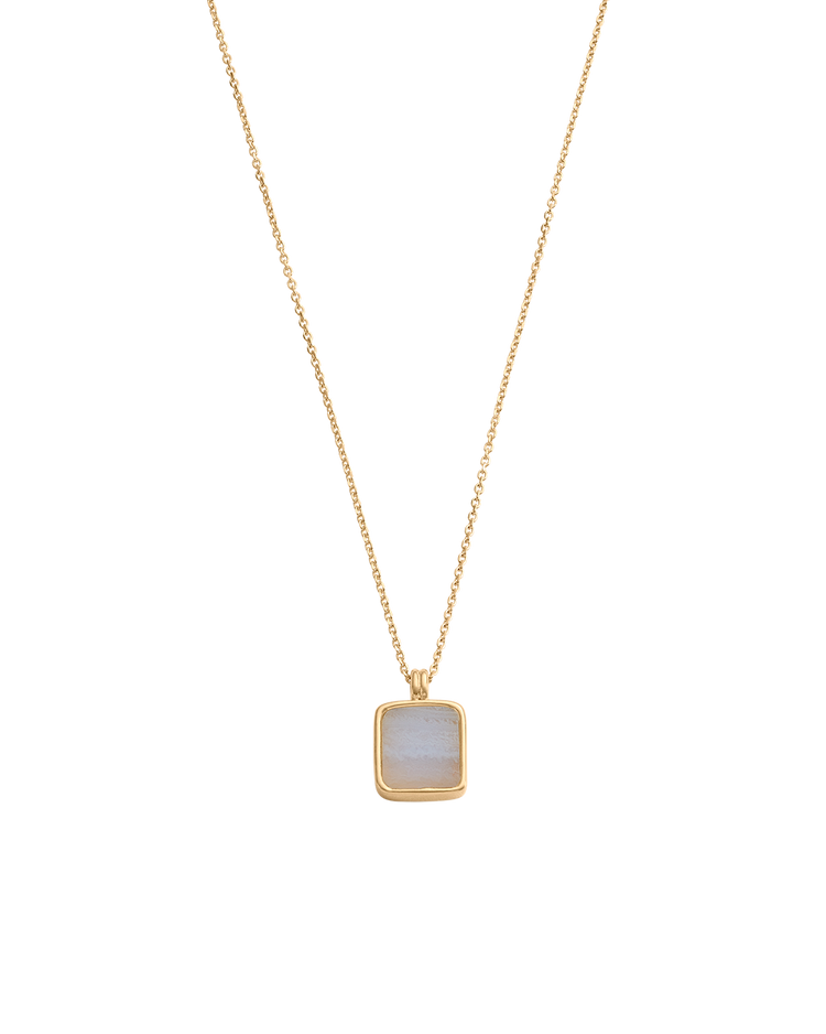 BLUE LACE AGATE PENDANT NECKLACE (18K GOLD VERMEIL)