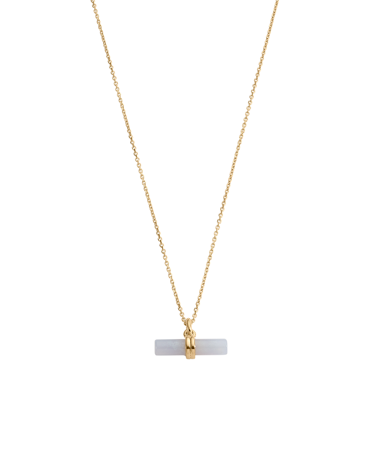 BLUE LACE AGATE T-BAR NECKLACE (18K GOLD VERMEIL)