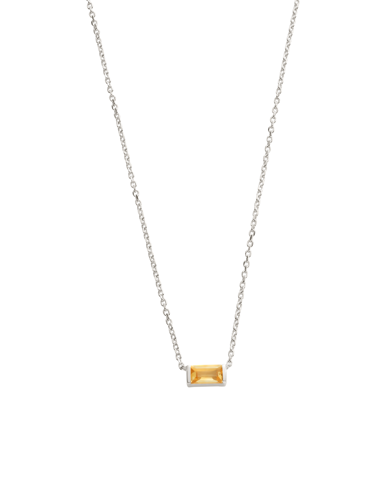 BAGUETTE BIRTHSTONE NECKLACE (STERLING SILVER)