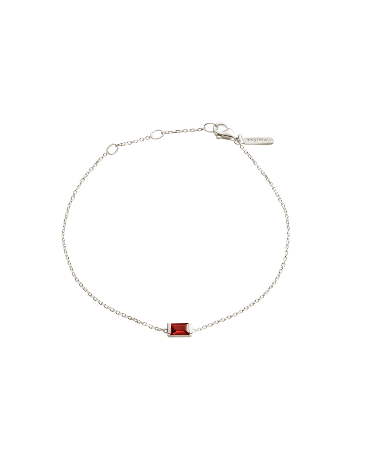 BAGUETTE BIRTHSTONE BRACELET (STERLING SILVER)