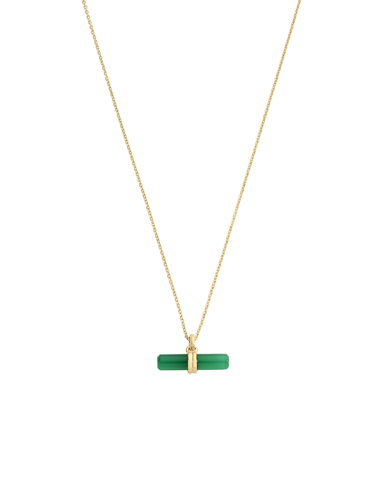 GREEN ONYX T-BAR NECKLACE (18K GOLD VERMEIL)