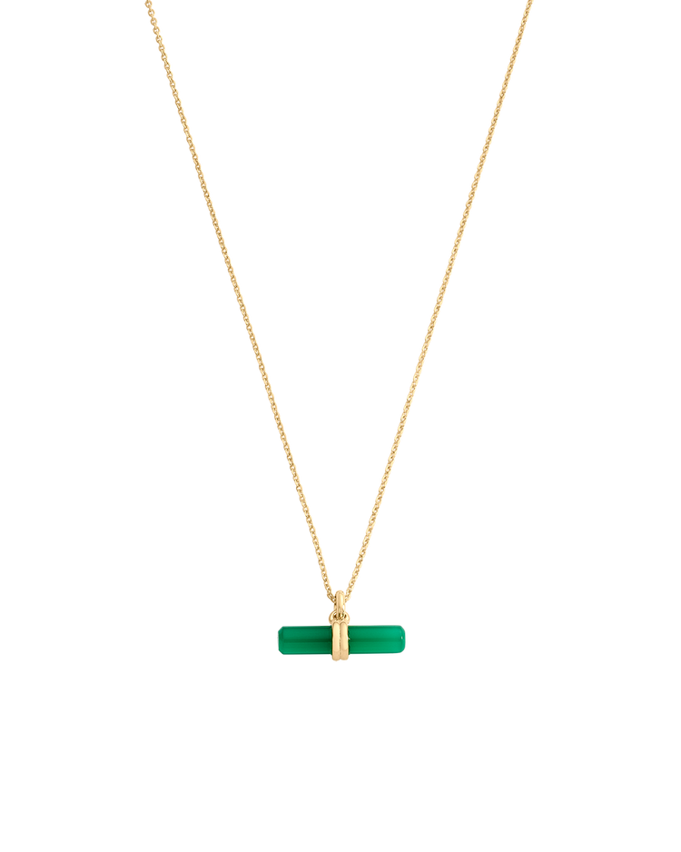 GREEN ONYX T-BAR NECKLACE (18K GOLD VERMEIL)