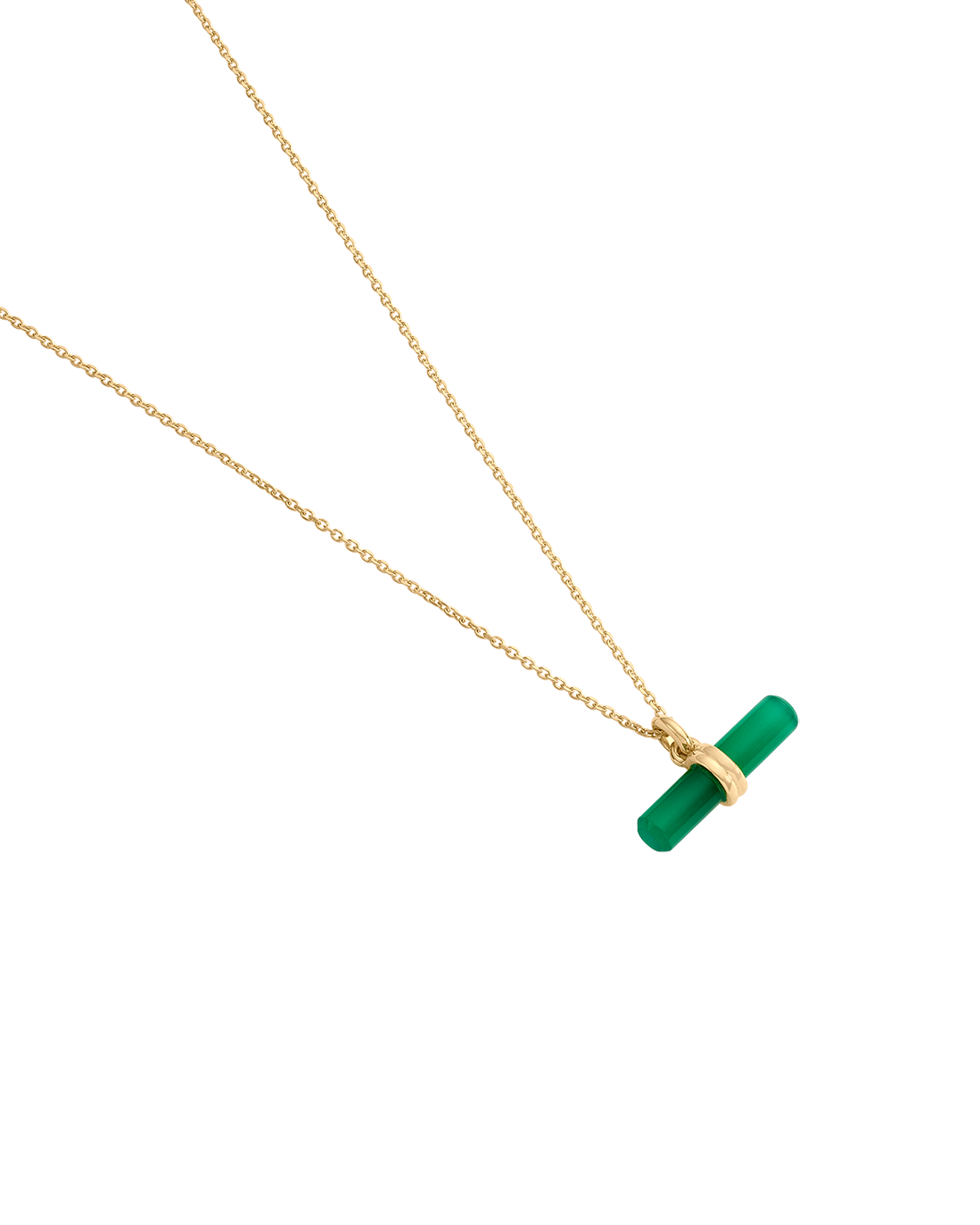 GREEN ONYX T-BAR NECKLACE (18K GOLD VERMEIL)