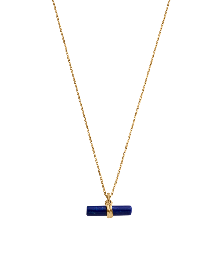 LAPIS T-BAR NECKLACE (18K GOLD VERMEIL)