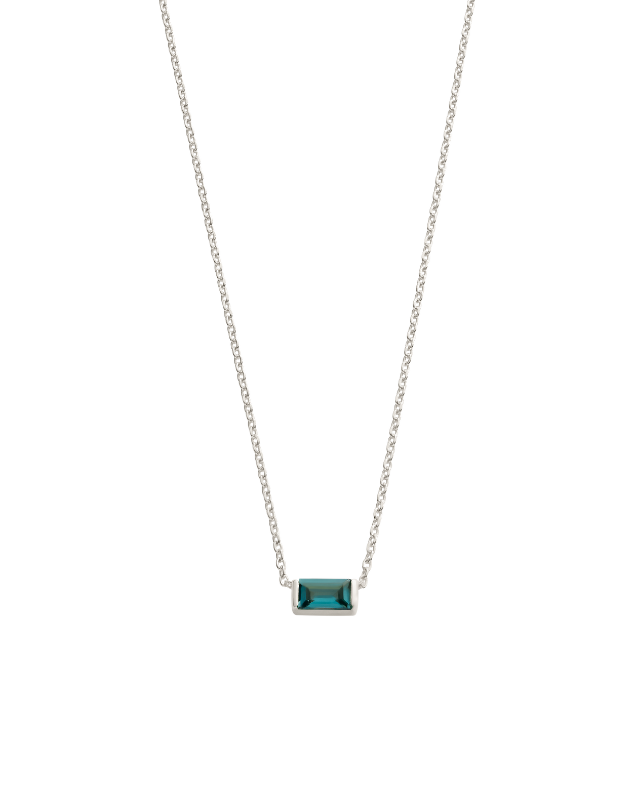 BAGUETTE BIRTHSTONE NECKLACE (STERLING SILVER)