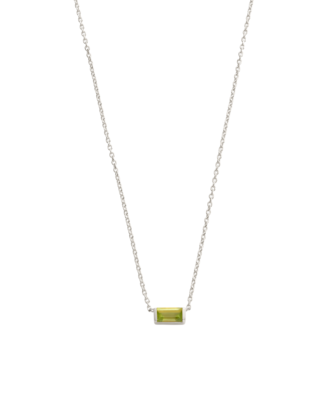 BAGUETTE BIRTHSTONE NECKLACE (STERLING SILVER)