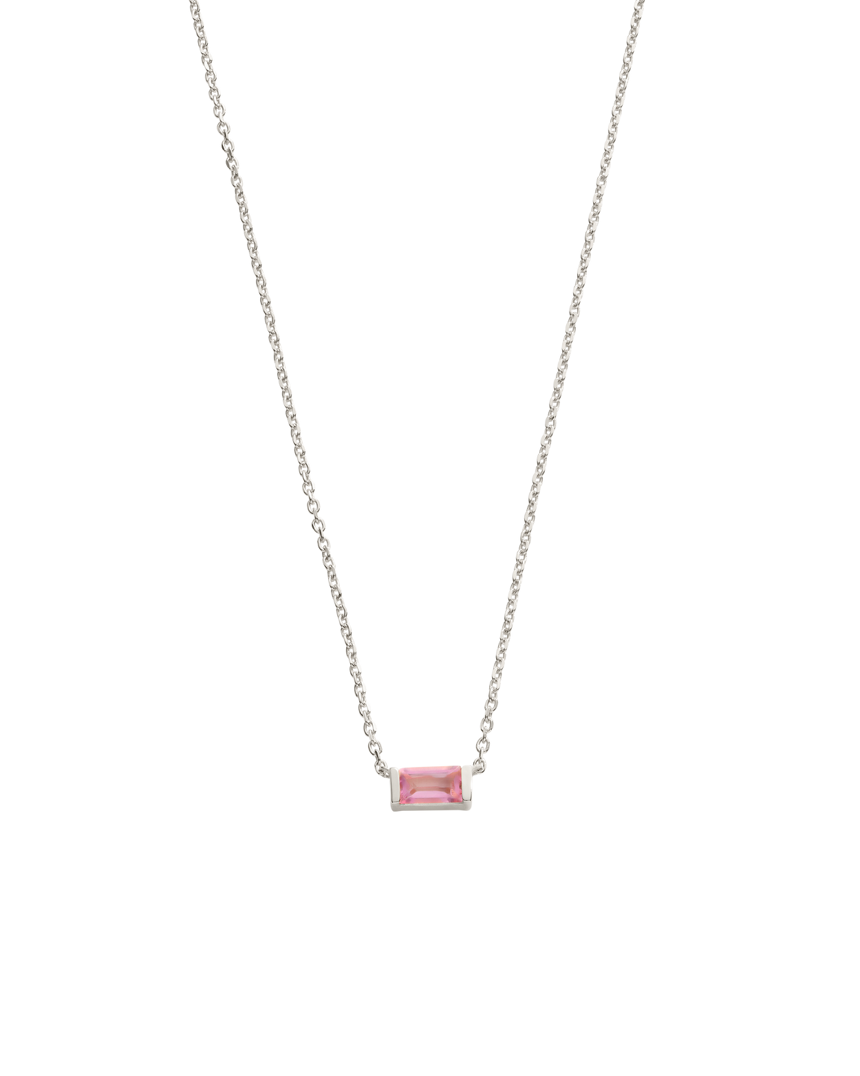 BAGUETTE BIRTHSTONE NECKLACE (STERLING SILVER)
