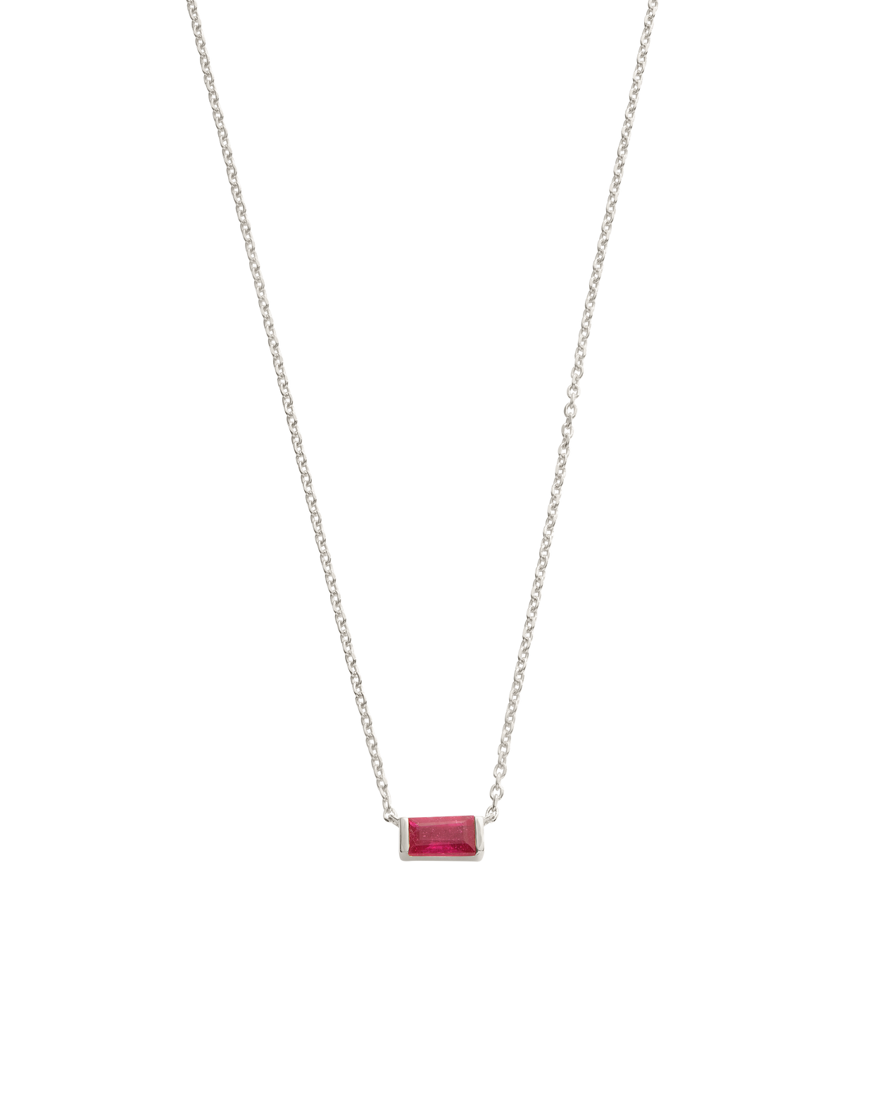 BAGUETTE BIRTHSTONE NECKLACE (STERLING SILVER)