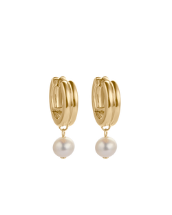 SOLACE PEARL HOOPS (18K GOLD PLATED) IMAGE 1
