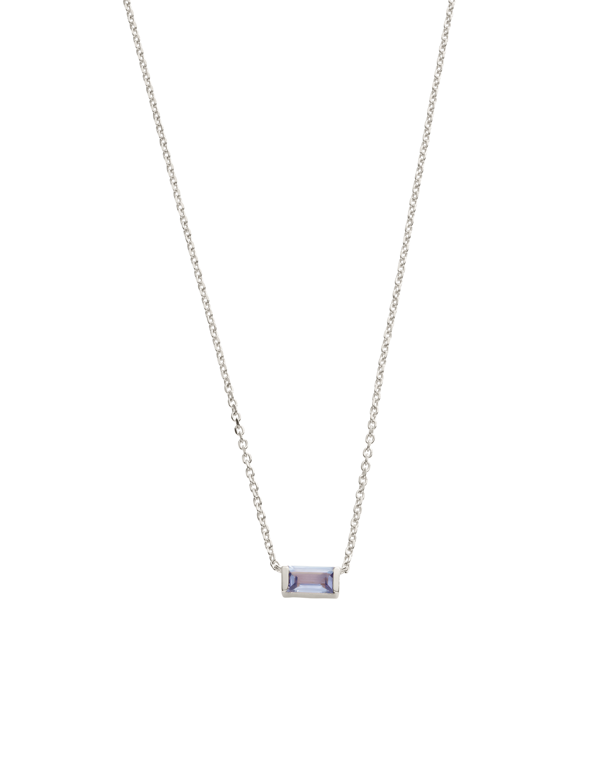 BAGUETTE BIRTHSTONE NECKLACE (STERLING SILVER)