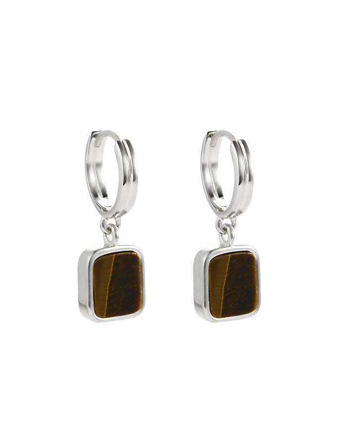 TIGERS EYE HOOPS (STERLING SILVER)