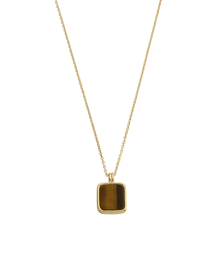 TIGERS EYE PENDANT NECKLACE (18K GOLD VERMEIL)