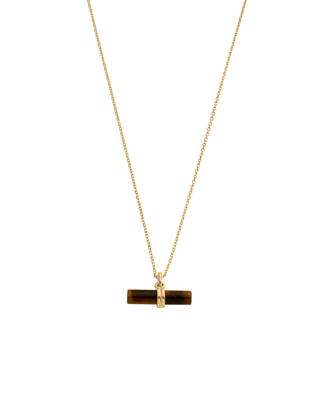 TIGERS EYE T-BAR NECKLACE (18K GOLD VERMEIL)