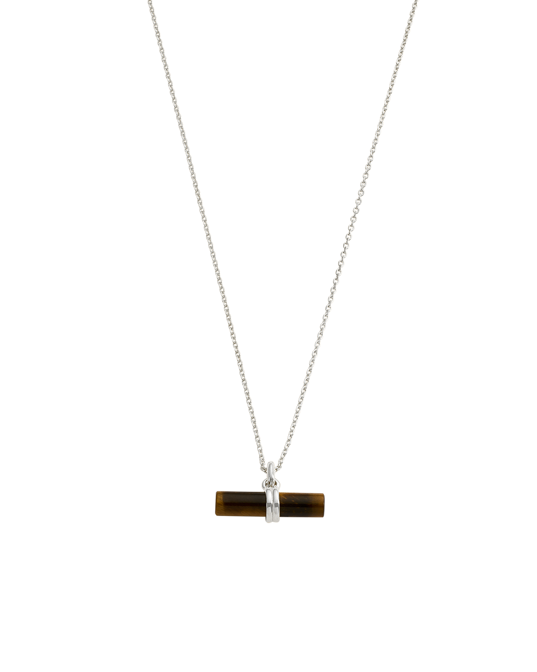 TIGERS EYE T-BAR NECKLACE (STERLING SILVER)