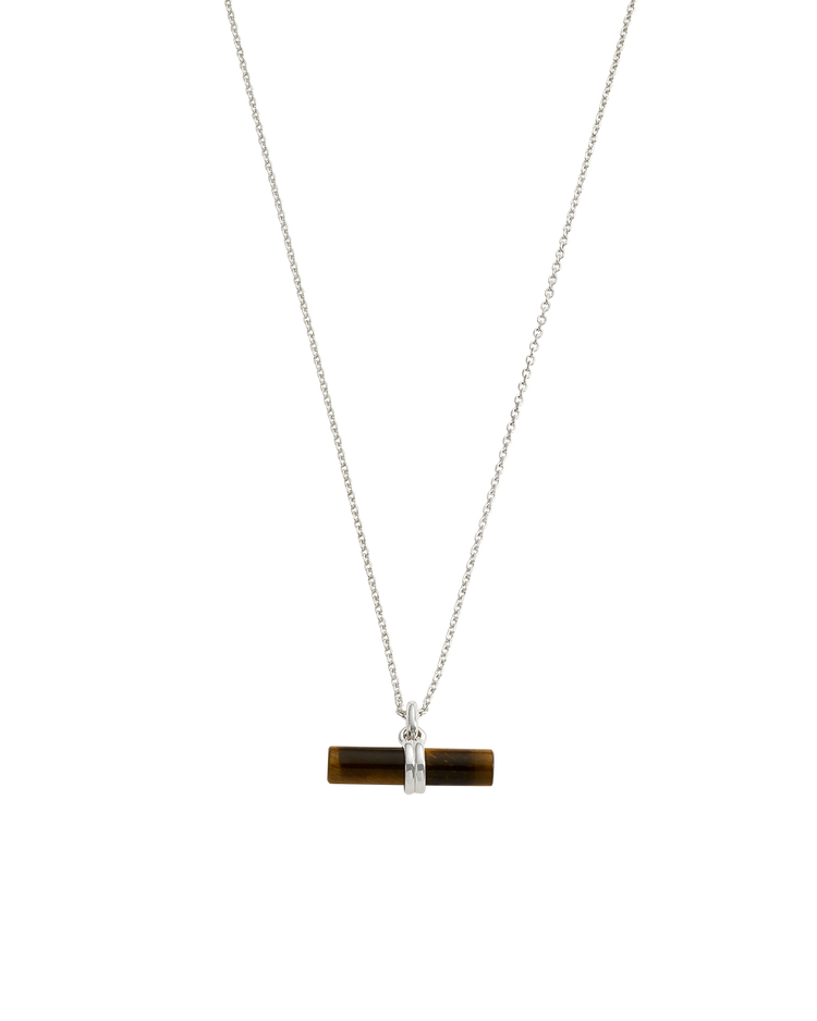 TIGERS EYE T-BAR NECKLACE (STERLING SILVER)