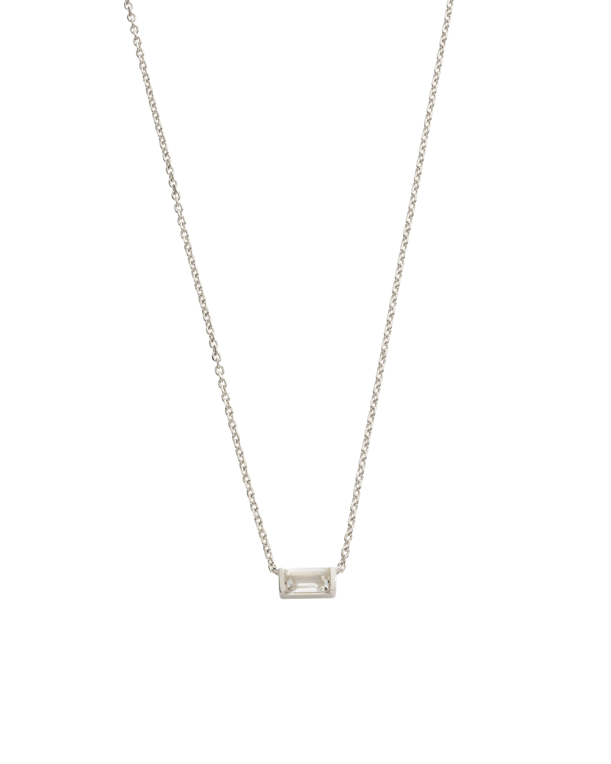 BAGUETTE BIRTHSTONE NECKLACE (STERLING SILVER)