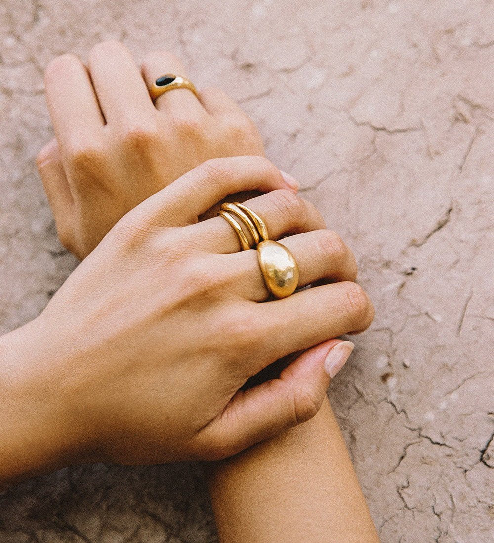 Gold Silver Halo Ring Stack - Gold Rings | Mimco