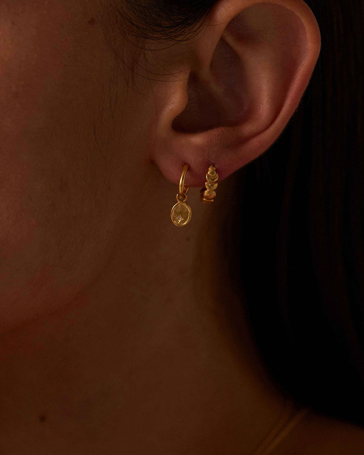 Louis Vuitton Wave Hoops Earrings Golden Metal