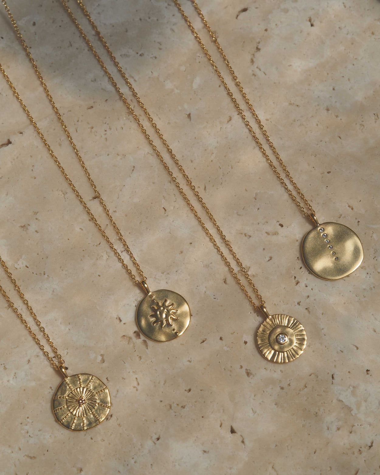 SUN LINES COIN NECKLACE (STERLING SILVER)