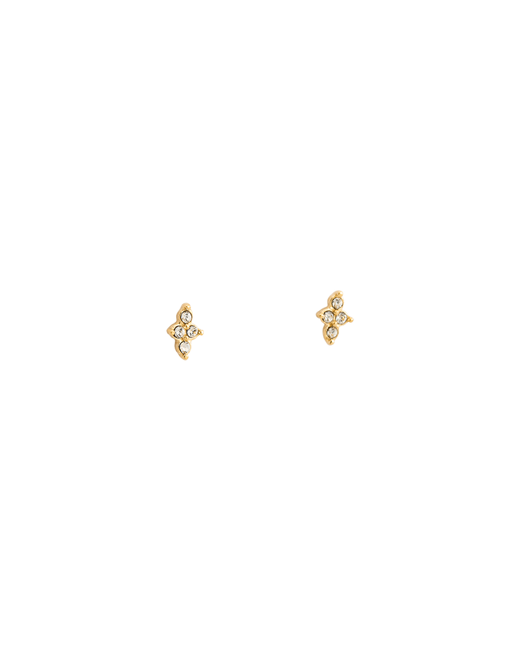 CRYSTAL FOUR DOT STUDS (18K GOLD PLATED) - IMAGE 1