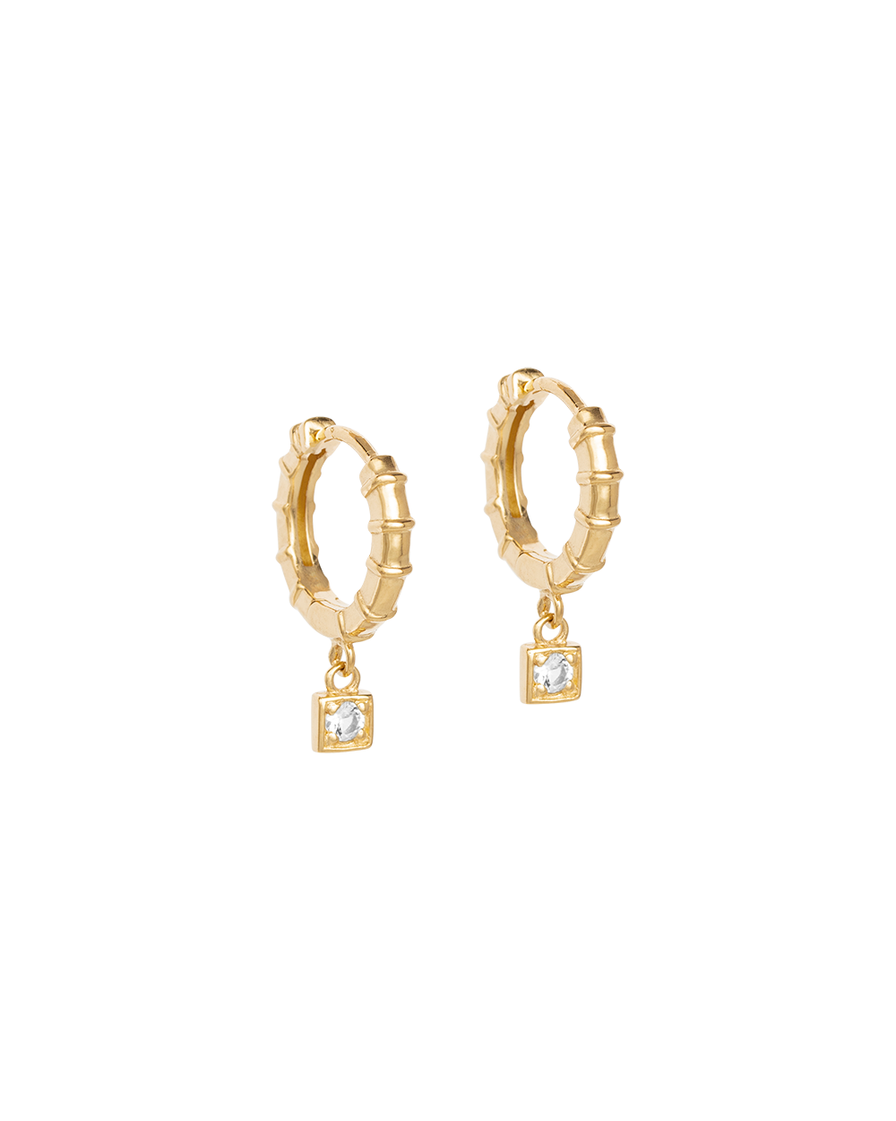 DECO SQUARE HOOPS (18K GOLD PLATED) - IMAGE 1