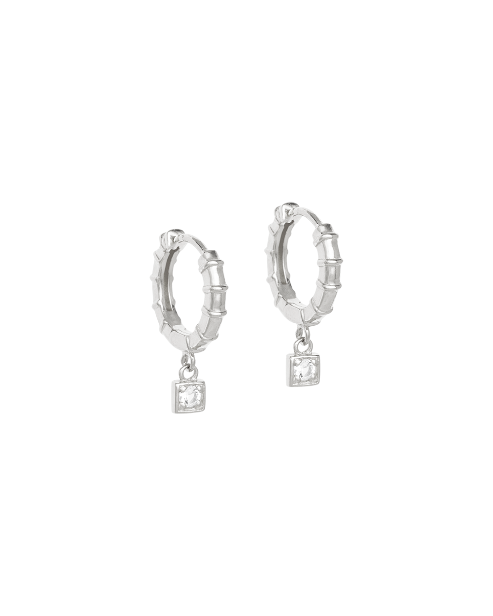 DECO SQUARE HOOPS (STERLING SILVER) - IMAGE 1