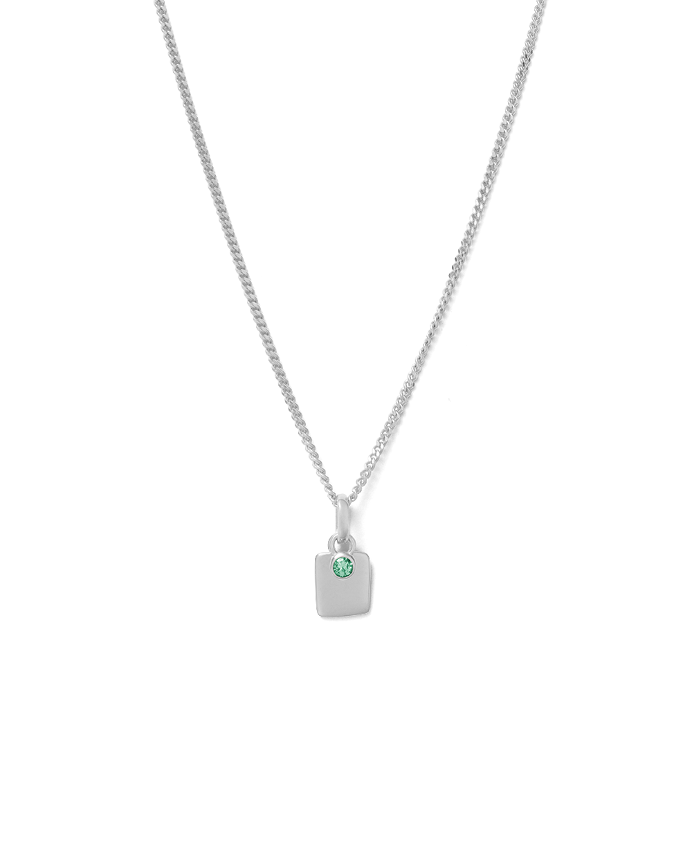 SILVERCUTE Birthstone Necklace - Sterling Silver Square Cubic Zirconia Pendant For Women